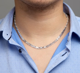 Platte Konings 6,5mm Schakelketting van Zilver | Lengte 50 cm