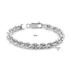 Armband met Koord van Gerhodineerd Zilver 6,5 mm 19 cm