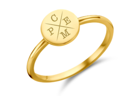 Gouden Disc Ring met Vier Initialen | Names4ever