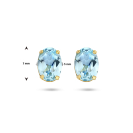 Dames Oorknoppen Goud met Blauw Topaas 1.80 ct (2 x 0,90 ct)