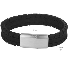 Armband van leer 12 mm 19 cm | Graveer Armband