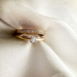 Excellent Jewelry Slanke Bicolor Dames Ring met 0,31 crt. Briljanten Kopstuk