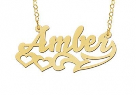 Names4ever Vergulde Amber Model Naamketting