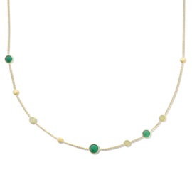 Gouden Collier Groen Agaat, Kwartsiet en Rondjes – 41 – 43 – 45 cm