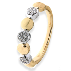 Excellent Jewelry Geelgouden Ring met Witgouden Diamant Cirkels