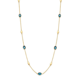 Excellent Jewelry Geelgouden Collier met London Blue Topaas