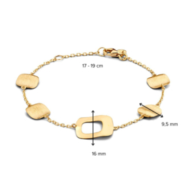 Excellent Jewelry Geelgouden Armband met Vierkante Plaatjes