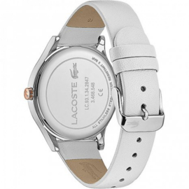 Zilverkleurig Nikita Horloge voor Dames met Witte Band van Lacoste