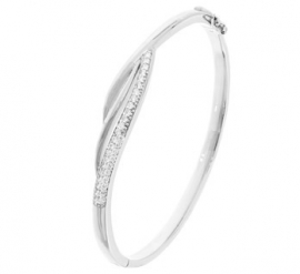 Lichte Scharnier Bangle armband van Zilver met Zirkonia’s