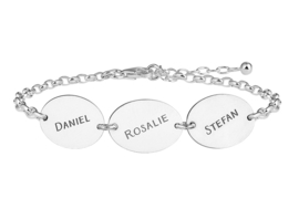 Names4ever Zilveren Armband met Drie Ovaaltjes ZNA64