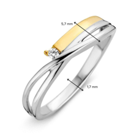 Excellent Jewelry Creatieve Bicolor Ring met Briljant