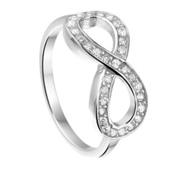 Luxueuze Zilveren Ring met Zirkonia Infinity / Ringmaat 17,8 mm
