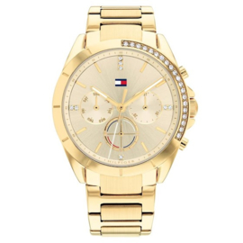 Tommy Hilfiger Kennedy Goudkleurig Dames Horloge met Zirkonia’s