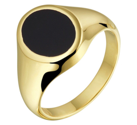 Massieve Geelgouden Onyx Ring