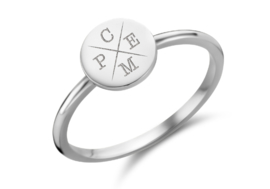 Zilveren Disc Ring met Vier Initialen | Names4ever