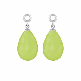 Creoli Hangers met Cat’s Eye Pastel Green Facetgeslepen Glasbedel