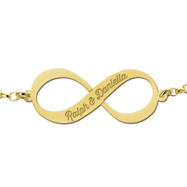 Names4ever Gouden Infinity Armband met Twee Namen