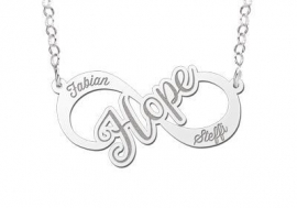 Names4ever Hope Infinity Ketting van Zilver - Graveer Sieraad