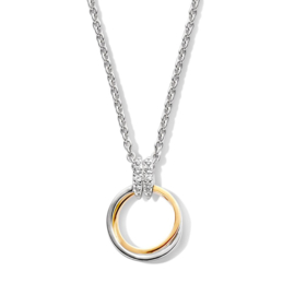 Excellent Jewelry Goud met Zilveren Cirkel Hanger met Zirkonia Oogje