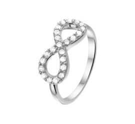 Gerhodineerd Zilveren Ring met Zirkonia Infinity Kopstuk