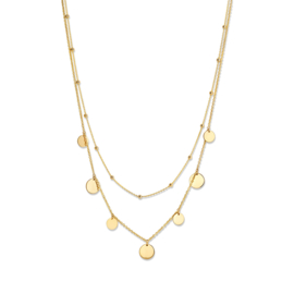 Excellent Jewelry Dubbel Gouden Collier met Bolletjes en Coins