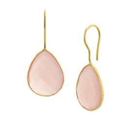 Robuuste Roze Chalcedoon Goudkleurige Oorhangers