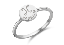 Zilveren Ring Disc met Sterrenbeeld en Naamgravure | Names4ever