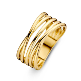 Excellent Jewelry Brede Geelgouden Ring met Slanke Stroken