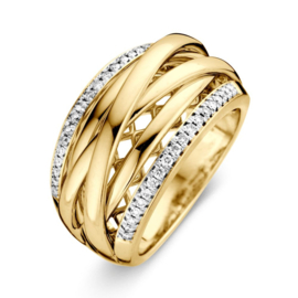 Excellent Jewelry Geelgouden Fantasie Ring met Diamant Rijen