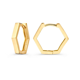 Excellent Jewelry Gouden Dames Oorhangers Hexagoon