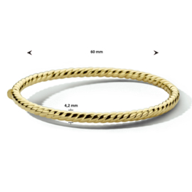 14K Geelgouden Gedraaide Bangle met Scharnier