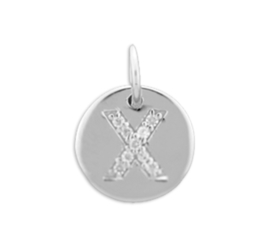 Letter X Bedel Hanger van Zilver met Zirkonia’s