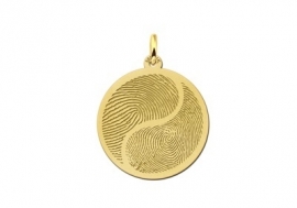 Names4ever Gouden Yin Yang Hanger met Vingerafdruk