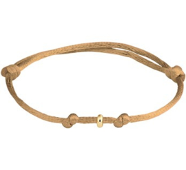 Caramel Armband van Satijn + Gouden Ringetje