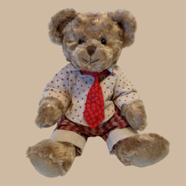 Jongens Teddybeer met Hartjes Outfit  + Naam Armbandje