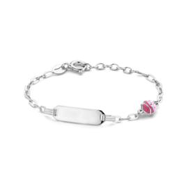 Zilveren Graveerarmband met Lieveheersbeestje Roze 11 + 2 cm