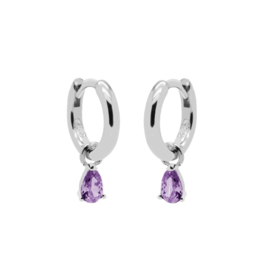 Karma Klapcreolen met Symbols Hanging Drop Lavender in Zilver