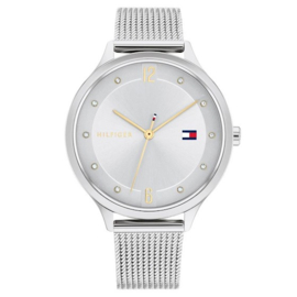 Tommy Hilfiger Zilverkleurig Dames Horloge – Goudkleurige Wijzers