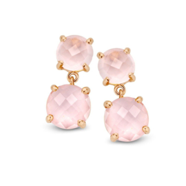 Excellent Jewelry Roségouden Oorstekers met Roze Kwarts