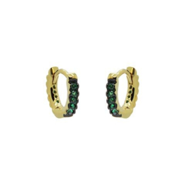 Karma Goudkleurige Hinged Hoops Green Zirconia Oorringen