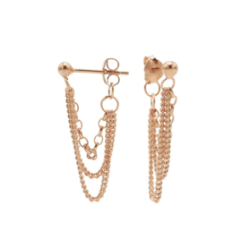 Rosegold Plated Silver Multi Chain Oorstekers van Karma