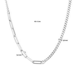 Zilveren Dames Collier met Schakels 4,2 mm 43 + 3 cm