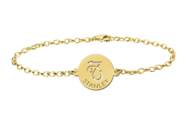 Gouden Armband met Ronde Steenbok Sterrenbeeld Naamhanger > Names4ever