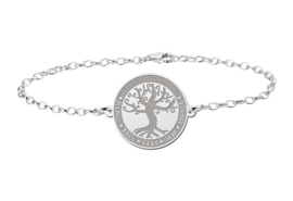 Zilveren Armband met Ronde Decoratieve Levensboom Naamhanger > Names4ever
