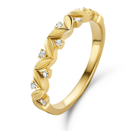 Excellent Jewelry Gouden Ring met Bloemblaadjes en Diamanten