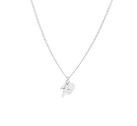 Zilveren Collier met Hart en Kruis met Rhodium