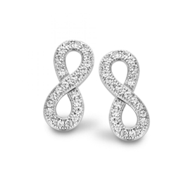 New Bling Zilveren Infinity Oorstekers met Zirkonia’s