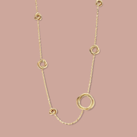 Excellent Jewelry Geelgouden Collier met Opengewerkte Cirkels