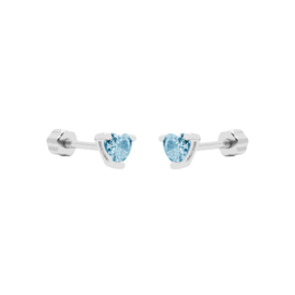 Karma Zilveren Piercing Blue Zirkonia Heart