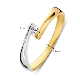 Excellent Jewelry Abstracte Bicolor Ring met Kleurloze Zirkonia
